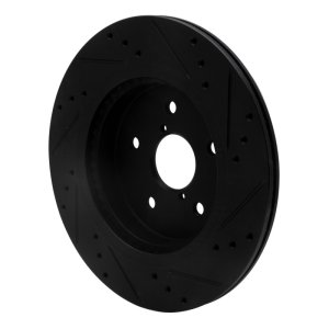 Subaru Outback Brake Rotor (1) - Rear Left - R1 Concepts - Drilled & Slotted - Black - `15-`25